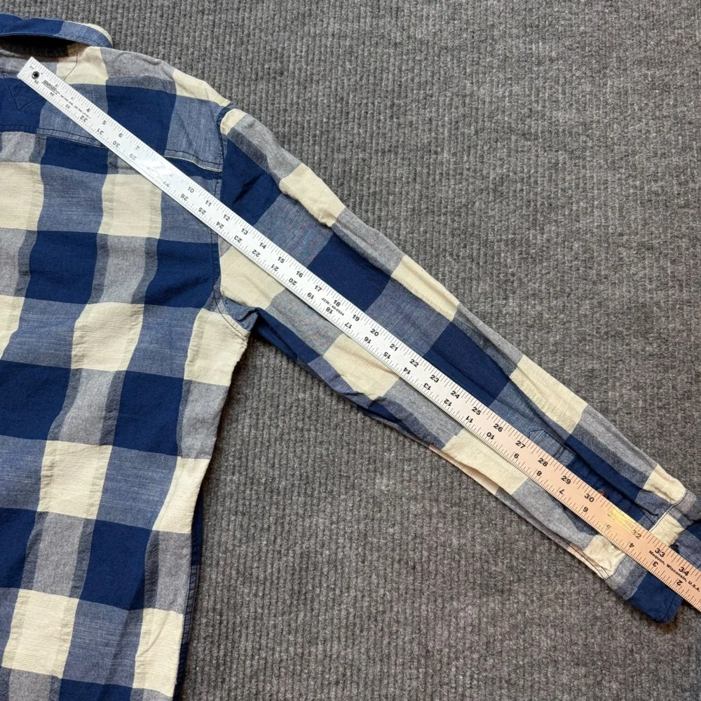 Tommy‎ Hilfiger Custom Fit Shirt Mens XL Buffalo Plaid Blue White Button Down
